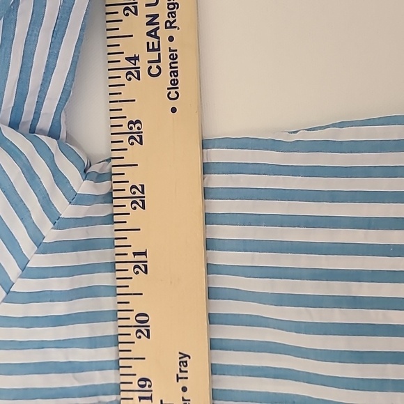 CATO Women's Blue & White Striped Button Up Blouse Puff Sleeves - Size Large NWT - Picture 11 of 13